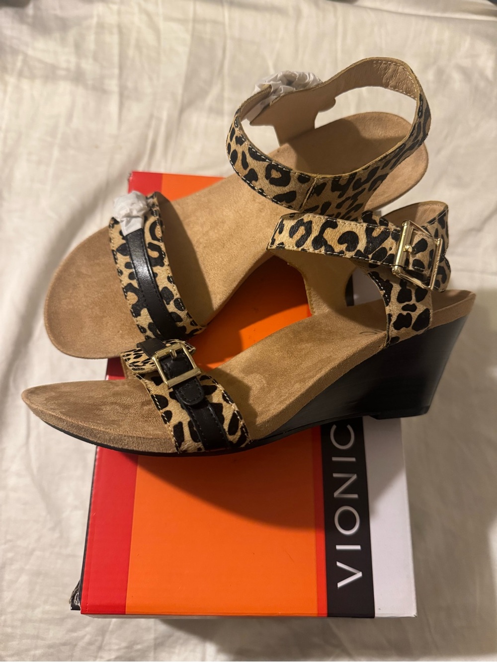 Vionic Leopard Print Slingback Sandals - Tan & Black - Picture 2 of 4